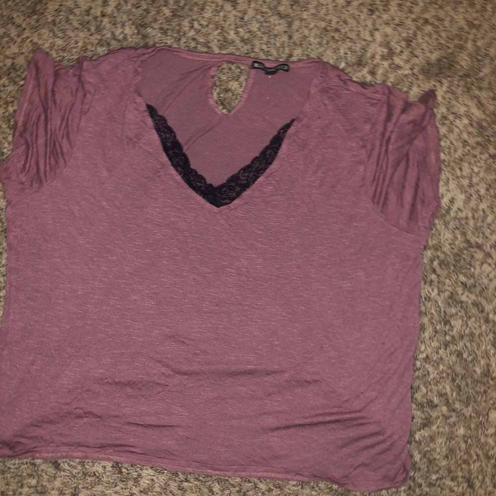 Shirt With A Lace Neck Line